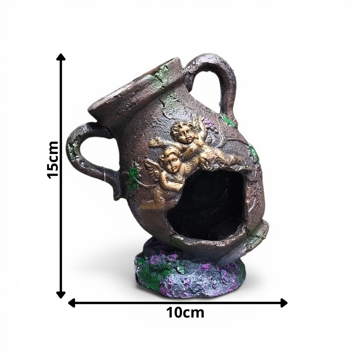 Décoration Amphore Antique avec Chérubins pour Aquarium et Terrarium