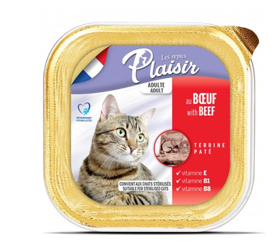 Pâtée en Barquette Les Repas Plaisir pour Chat Adulte au Bœuf (100g)