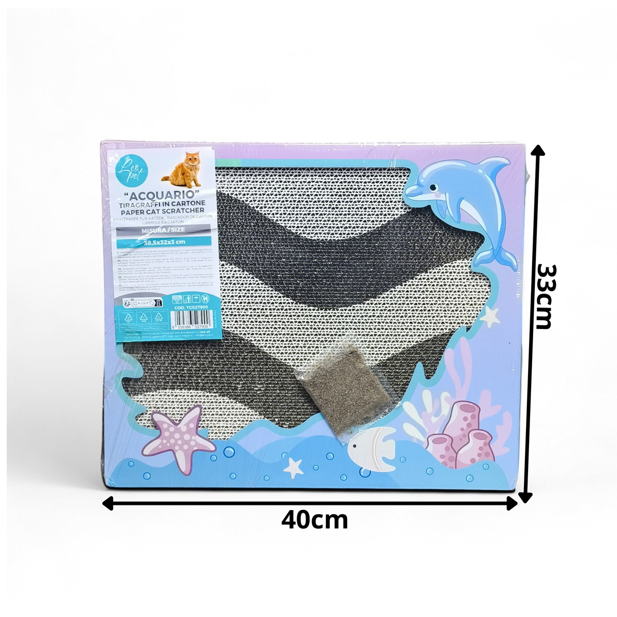 Tapis griffoir thématique marine Leopet double face avec herbe à chat incluse