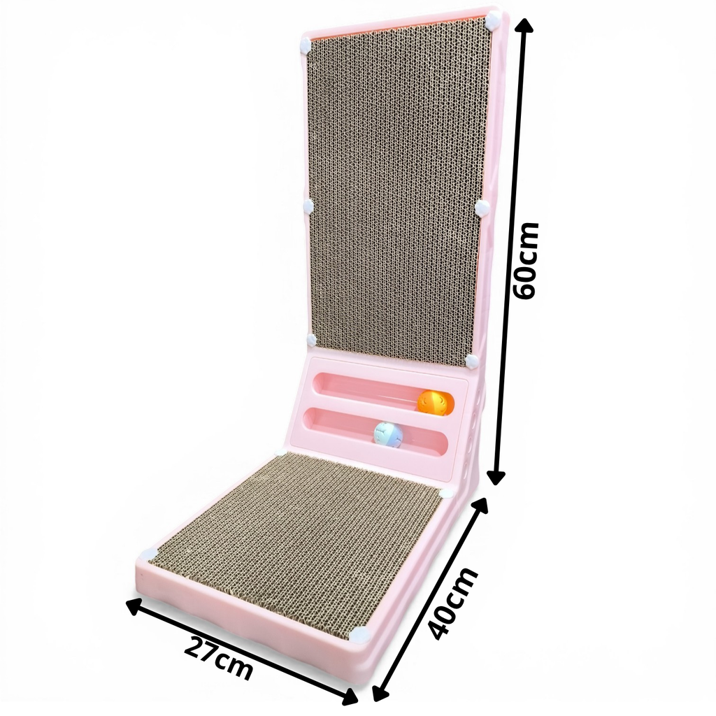 Griffoir d'Angle pour Chat avec Circuit de Balles Interactives (Rose)