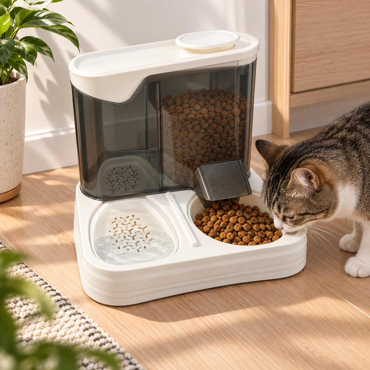Distributeur 2-en-1 Croquettes & Eau – Station Repas pour Chat et Chien