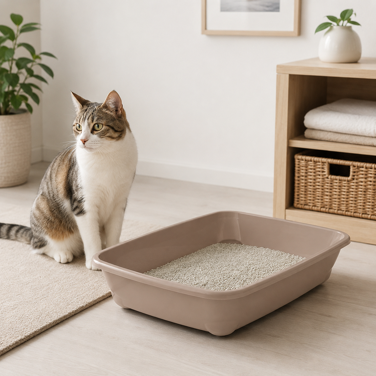 Bac à Litière Rectangulaire Ouvert pour Chat et Chaton