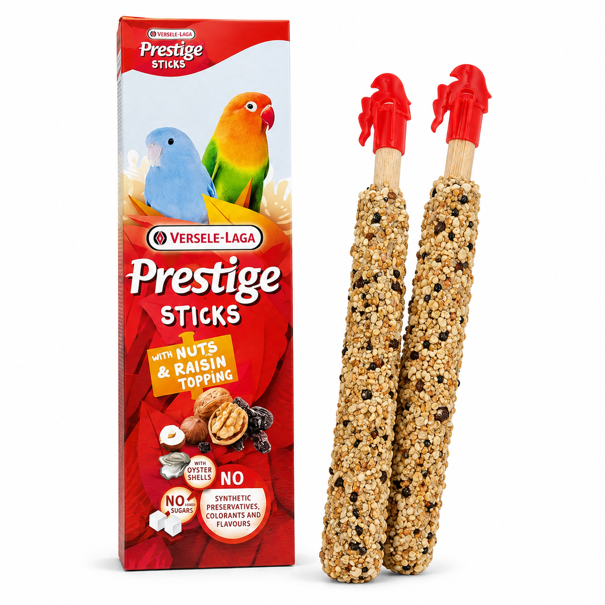 Baguettes Goutteuses Versele-Laga Prestige Sticks aux Fruits à Coque & Raisins pour Oiseaux