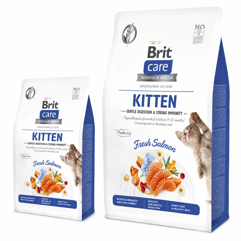 Brit Care Cat Grain-Free Kitten Gentle Digestion & Strong Immunity Croquettes au Saumon Frais (2 kg / 7 kg)