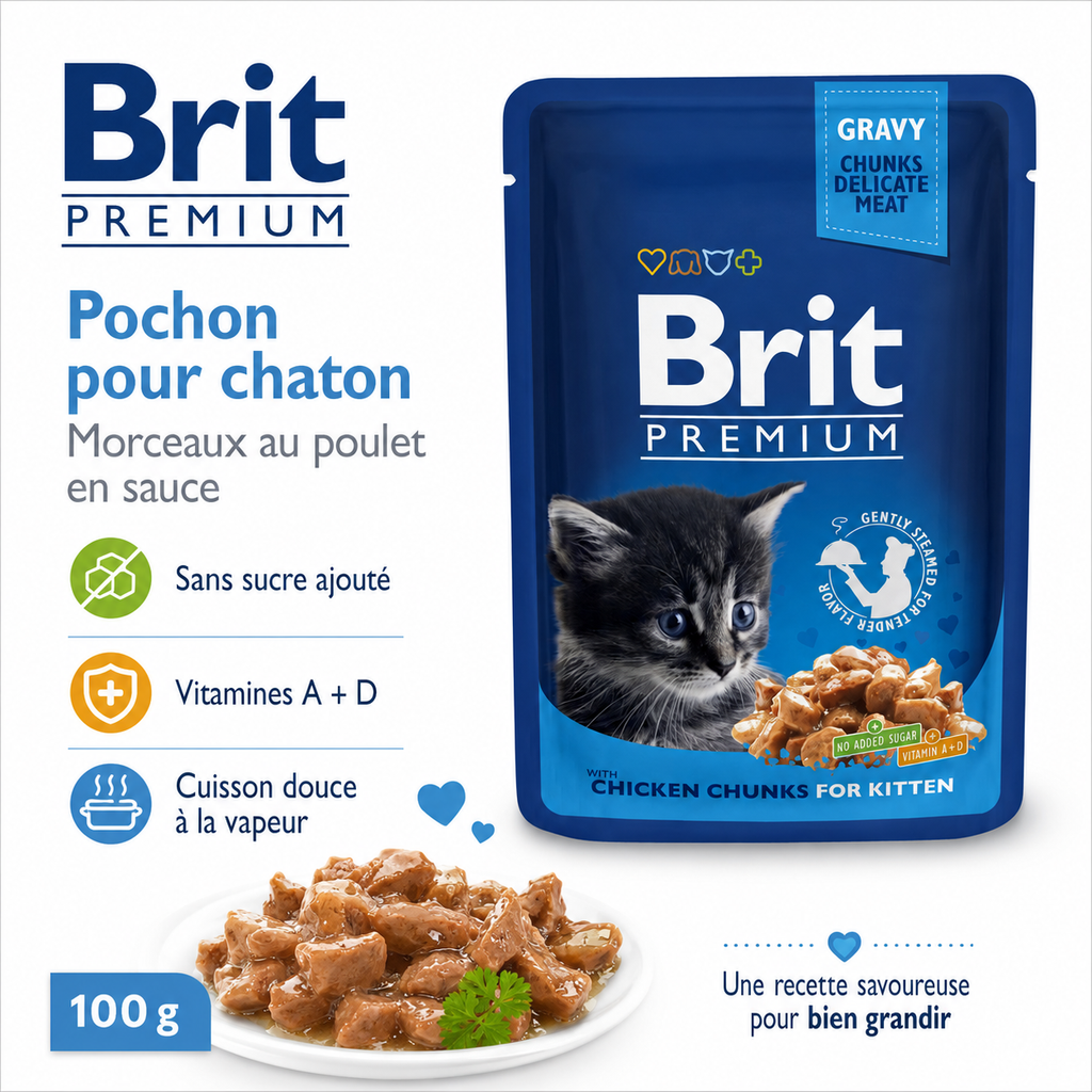 Brit Premium كيس دجاج للقطط الصغيرة (100 غ)