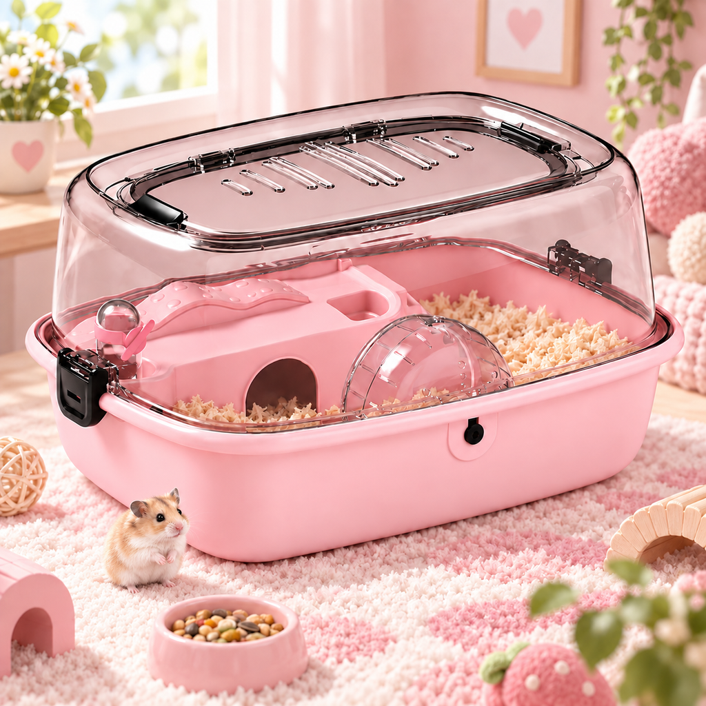 Cage Panoramique Polyvalente Tout-en-Un pour Hamsters et Petits Ronguers
