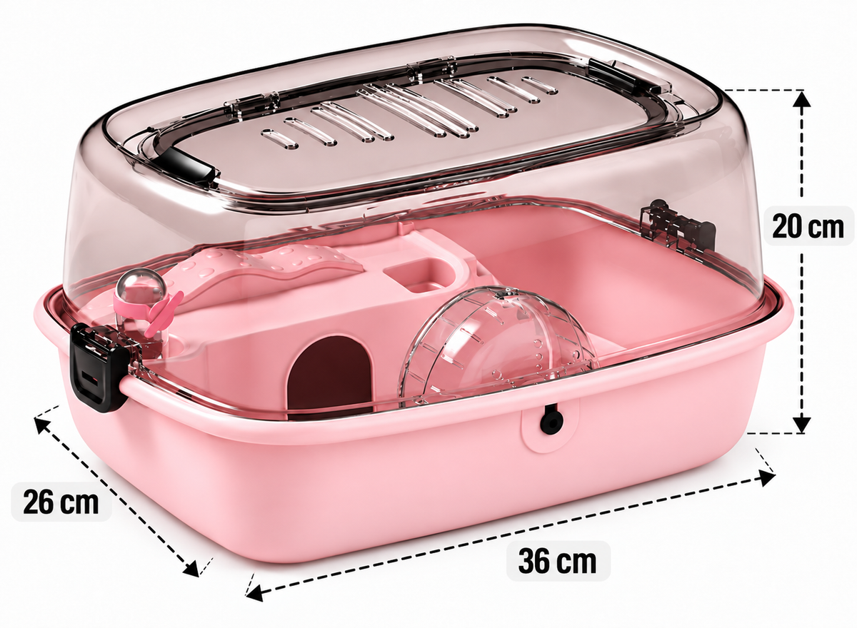 Cage Panoramique Polyvalente Tout-en-Un pour Hamsters et Petits Ronguers