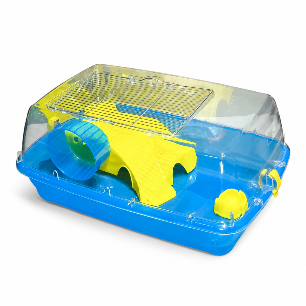 Cage Terrarium Transparente Aménagée pour Hamster et Petits Rongueurs