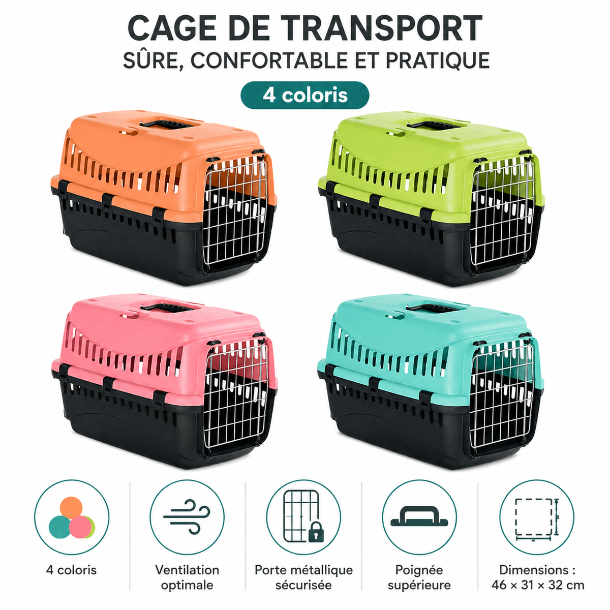 Cage de Transport Gipsy Petite Taille (46 x 31 x 32 cm)