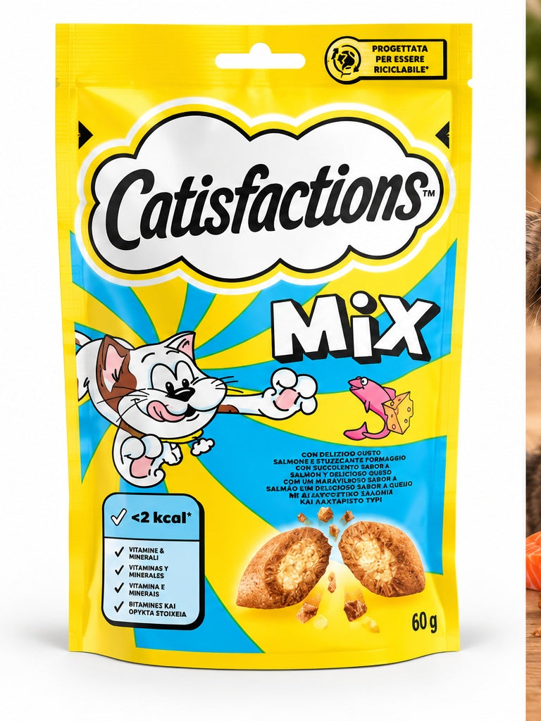 Catisfactions Mix – Friandises Craquantes au Saumon et Fromage pour Chat