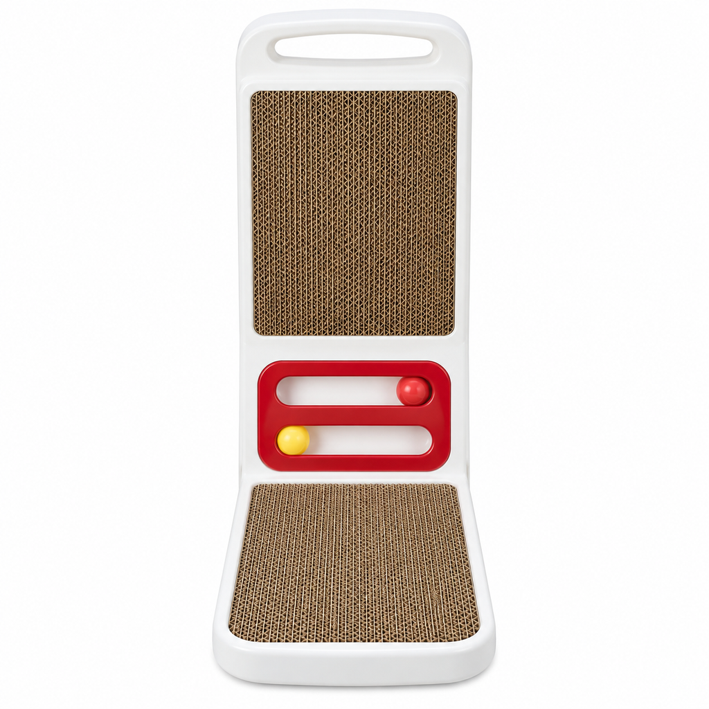 Griffoir d'Angle & Support Multijeux pour Chat avec Circuit de Balles
