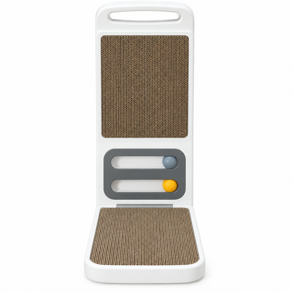 Griffoir d'Angle & Support Multijeux pour Chat avec Circuit de Balles