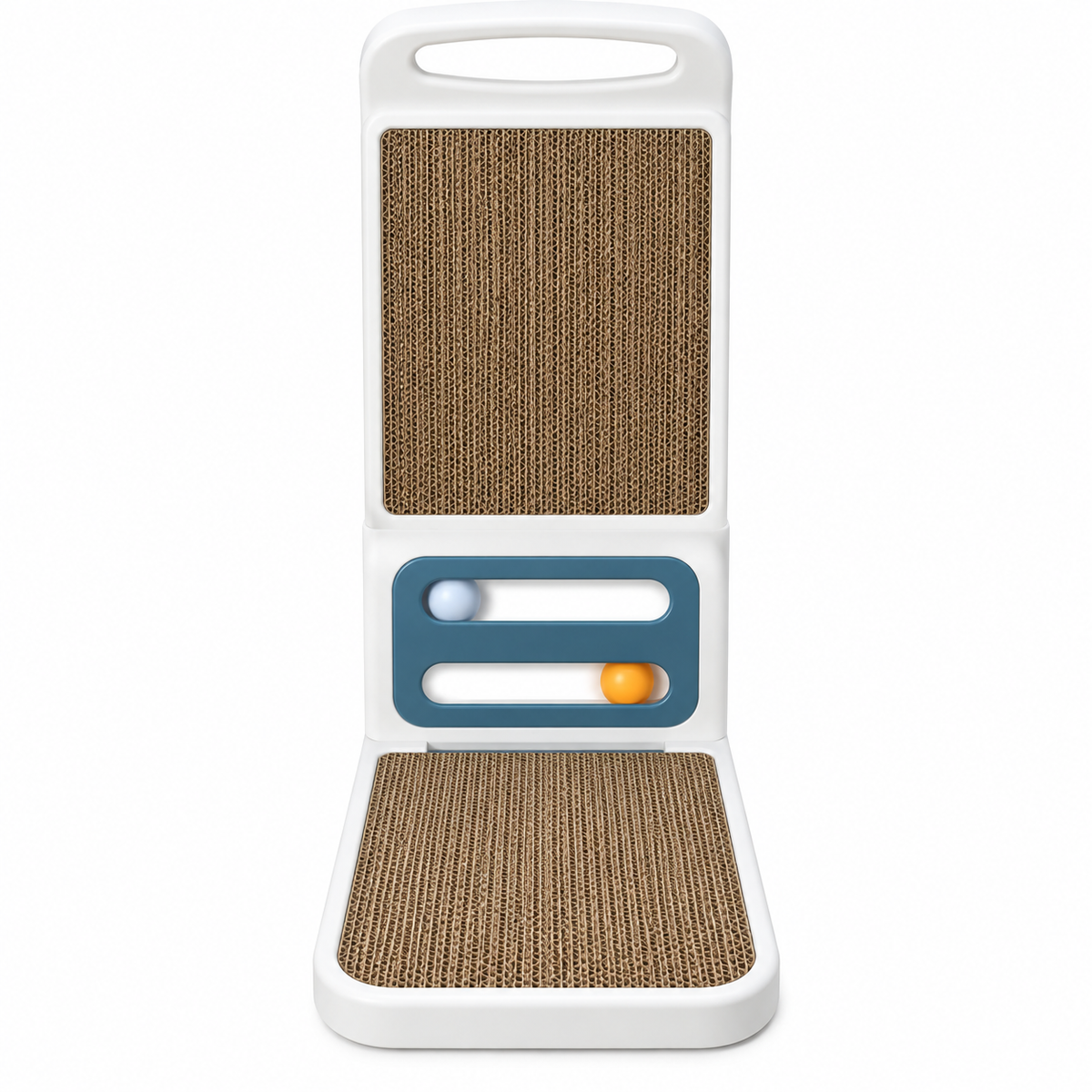 Griffoir d'Angle & Support Multijeux pour Chat avec Circuit de Balles