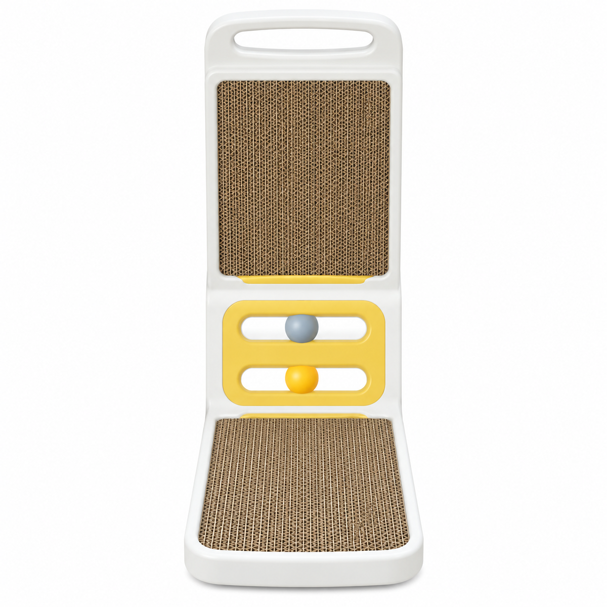 Griffoir d'Angle & Support Multijeux pour Chat avec Circuit de Balles