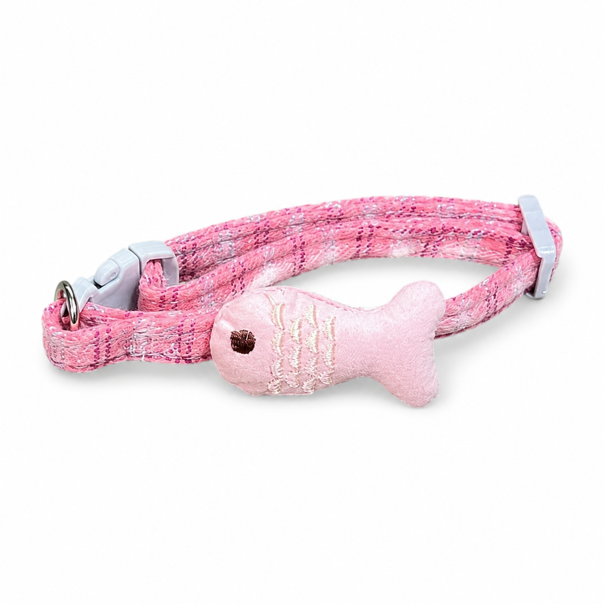 Collier Réglable pour Chat avec Pendentif Poisson en Tissu