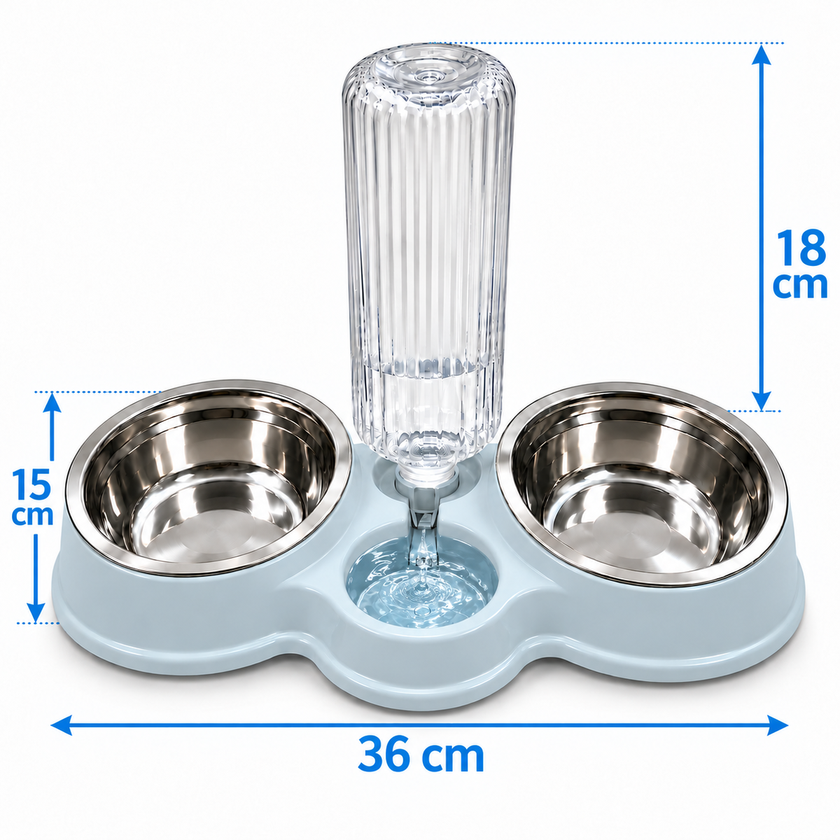 Gamelle XL Double en Inox avec Distributeur d'Eau Automatique pour Chat et Chien