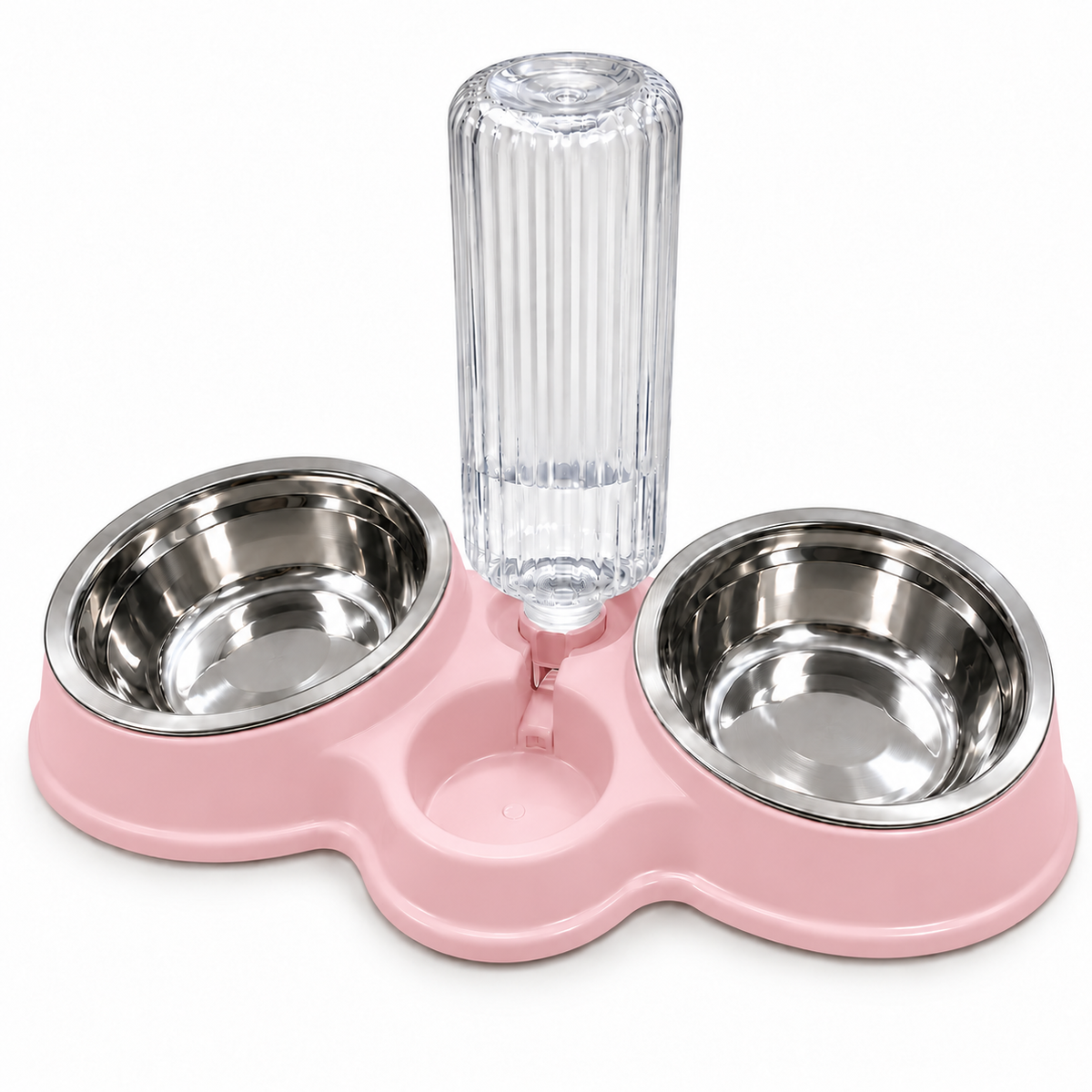 Gamelle XL Double en Inox avec Distributeur d'Eau Automatique pour Chat et Chien
