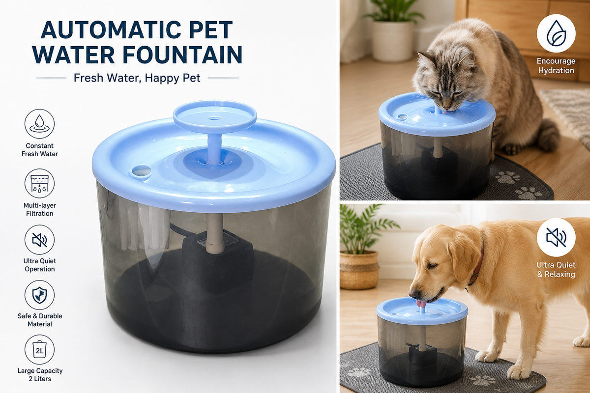 Fontaine à Eau Automatique pour Chat et Chien – Distributeur d'Eau Électrique Ultra-Silencieux avec Triple Système de Filtration