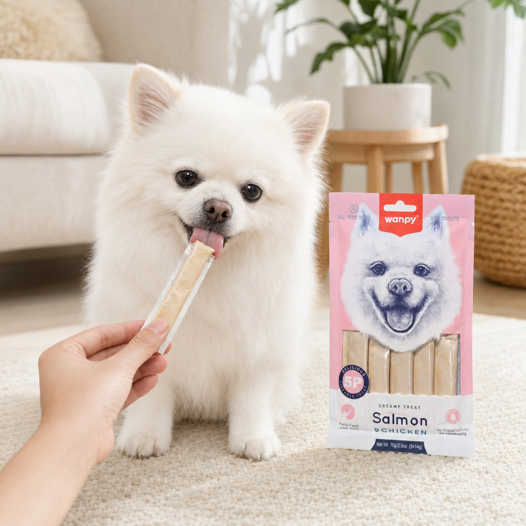 Friandises Crémeuses Wanpy Saumon & Poulet pour Chien