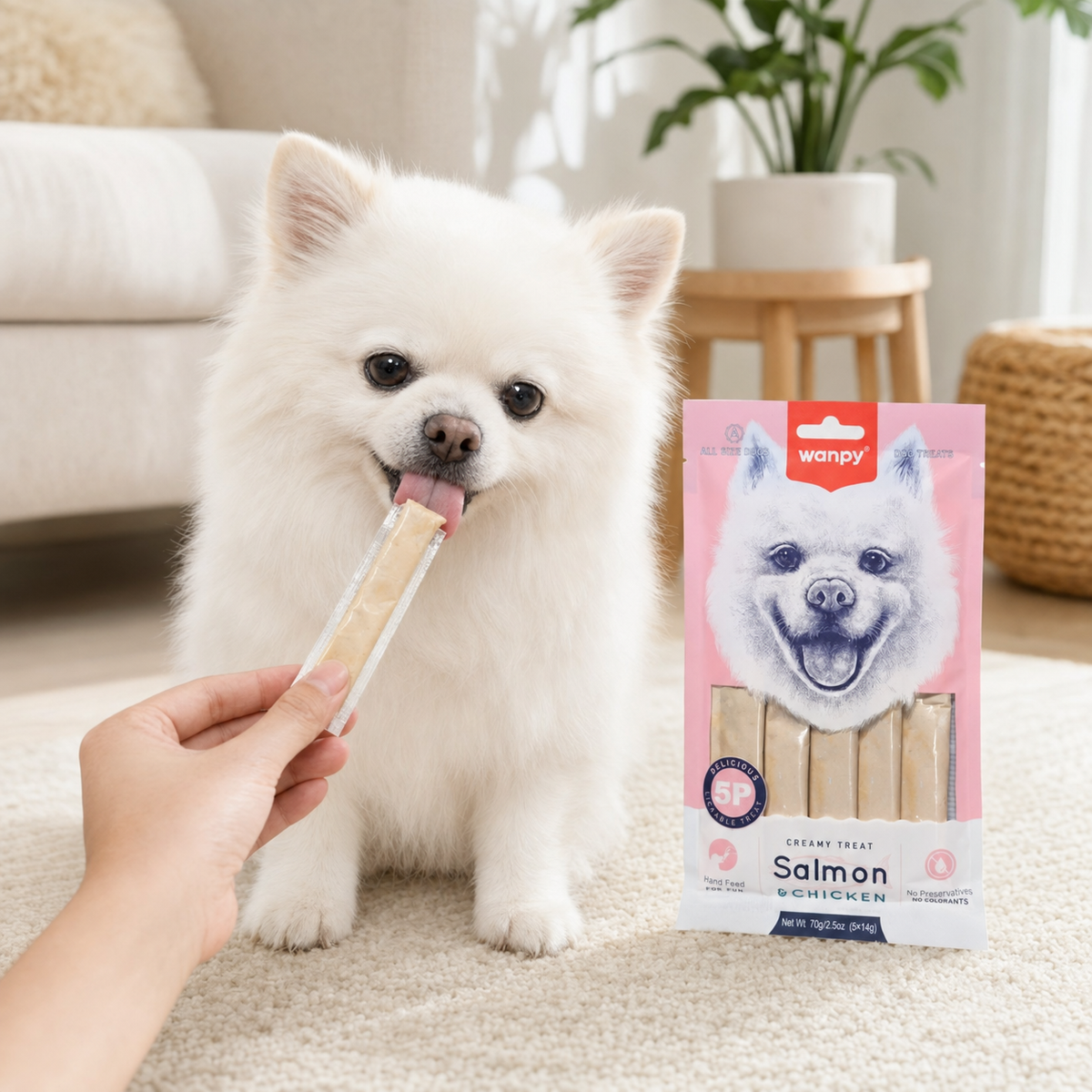 Friandises Crémeuses Wanpy Saumon & Poulet pour Chien