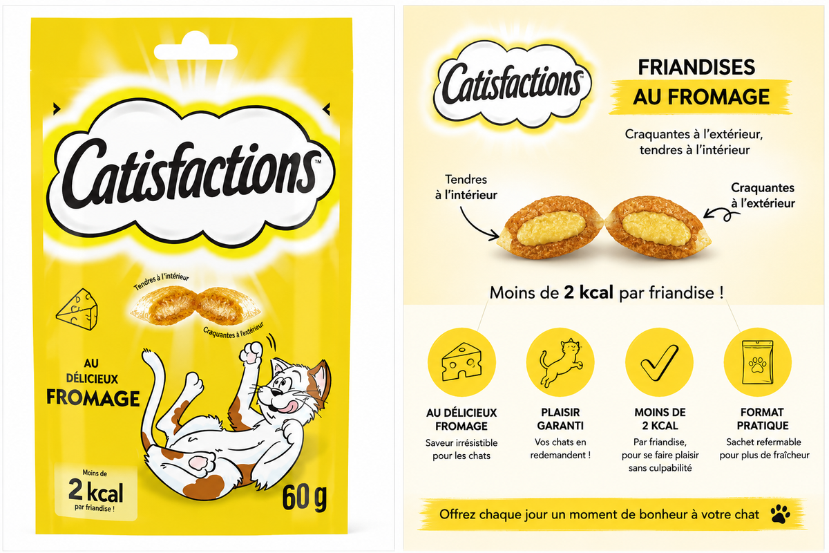 Friandises pour Chat Catisfactions au Fromage (60g)