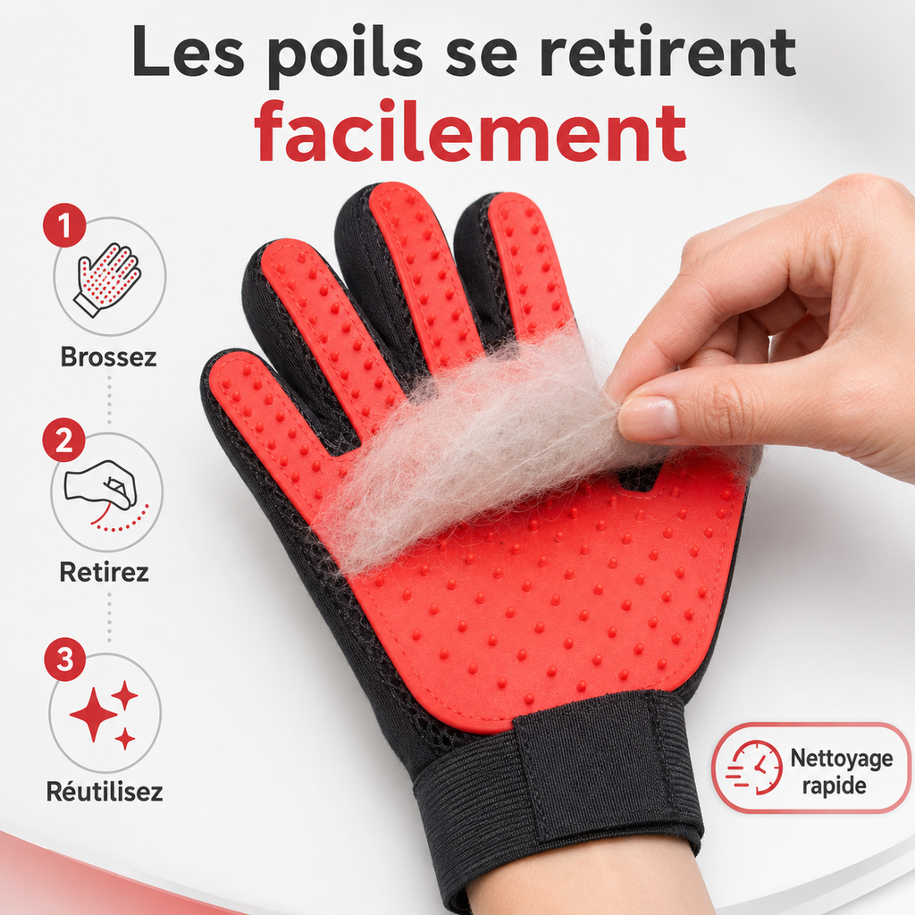 Gant de Toilettage et Massant pour Chiens & Chats