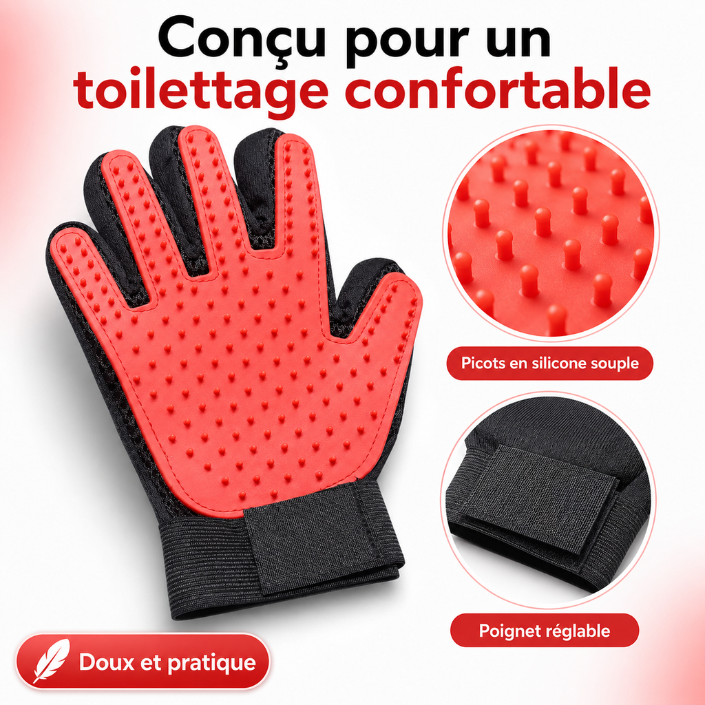 Gant de Toilettage et Massant pour Chiens & Chats