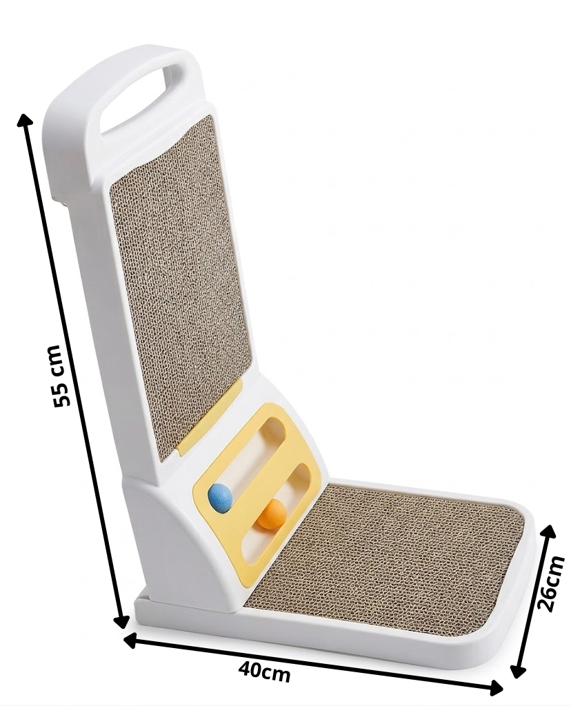 Griffoir d'Angle & Support Multijeux pour Chat avec Circuit de Balles