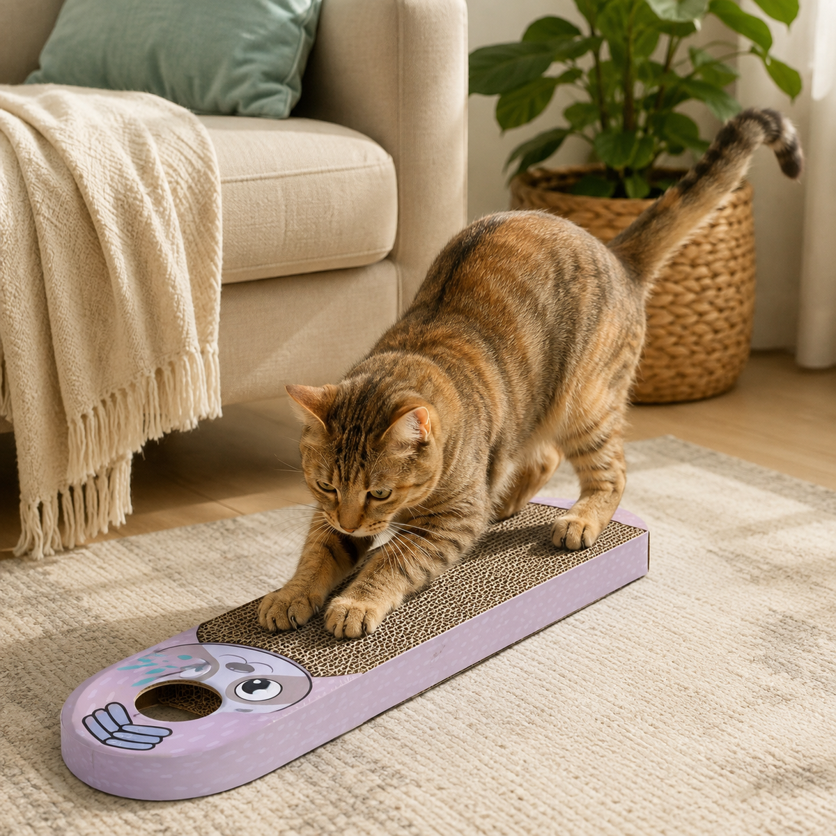 Griffoir en Carton pour Chat Motif Paresseux "Bradipo"