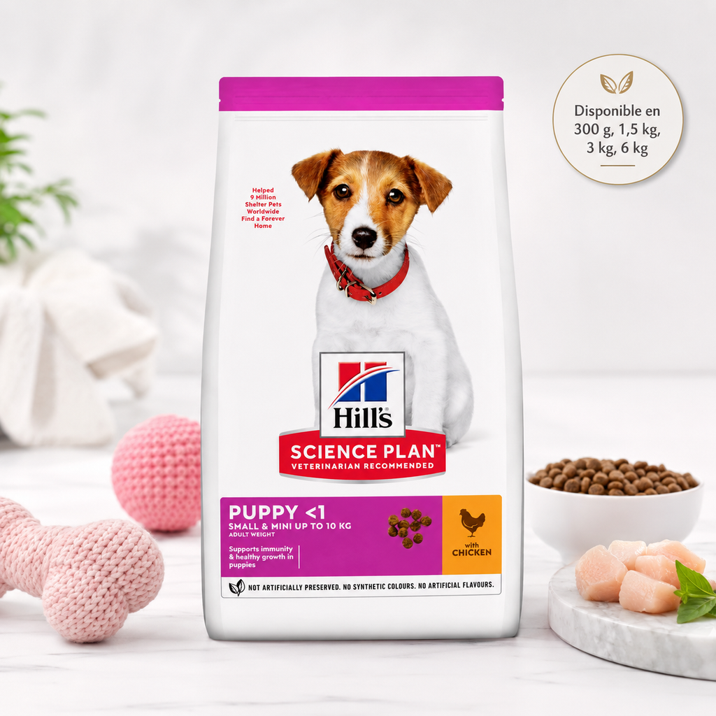 Hill's Science Plan Puppy Small & Mini au Poulet – Croquettes pour Chiot (300 g, 1,5 kg, 3 kg ou 6 kg)