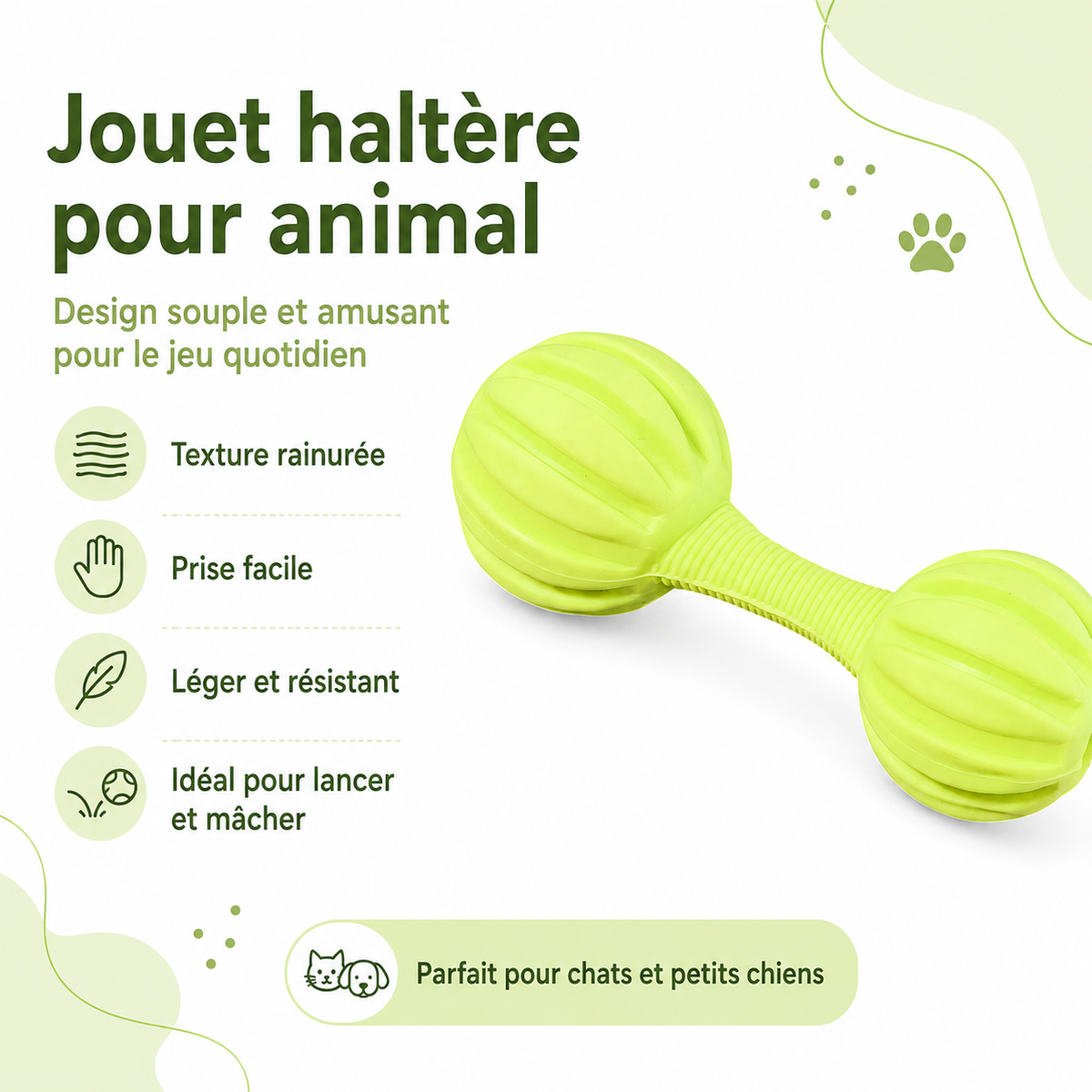 Jouet Haltère en Caoutchouc Texturé pour Chien