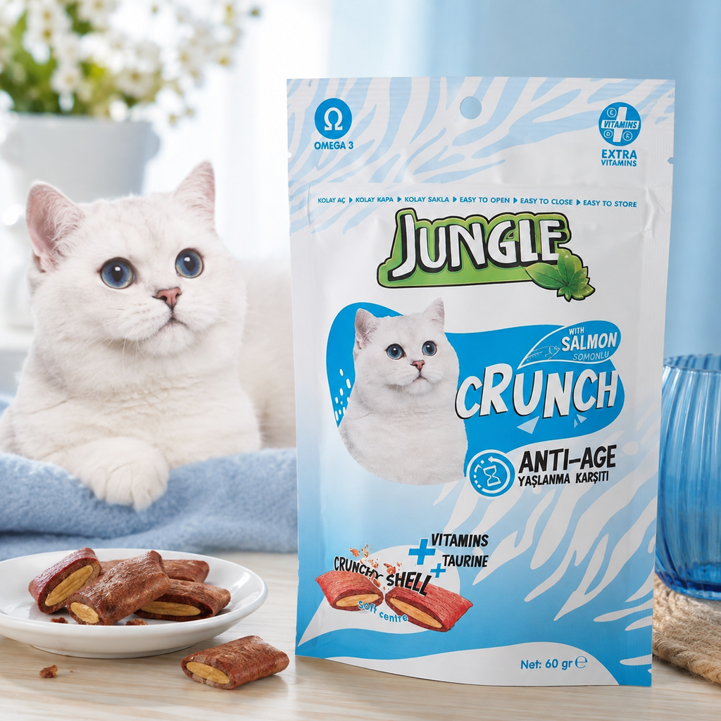 Jungle Crunch Anti-Age (Saumon) – Friandises Croquantes pour Chat