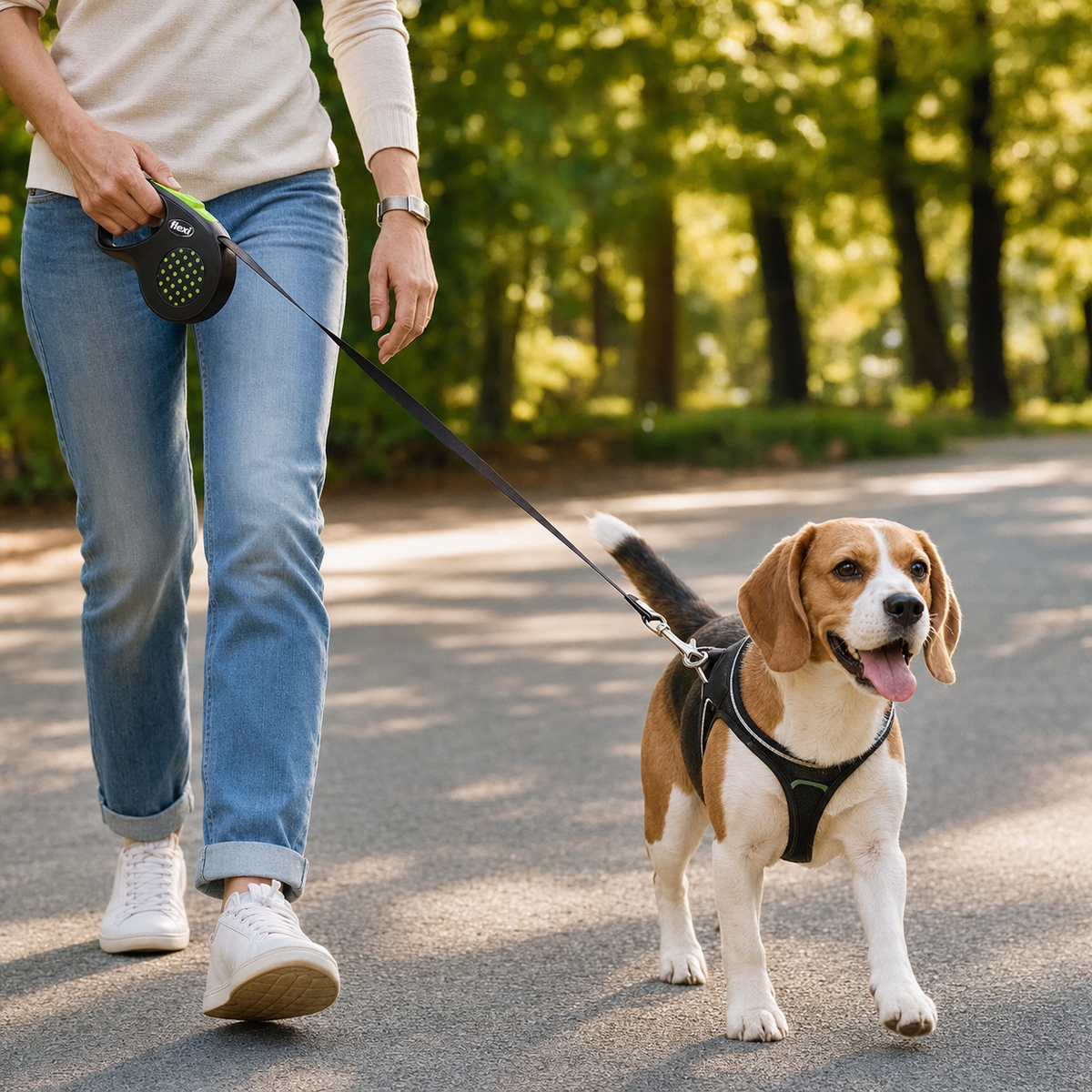 Laisse Rétractable pour Chien Flexi Design M Sangle 5m – Enrouleur Automatique de Promenade, pour Chien Jusqu'à 25 kg