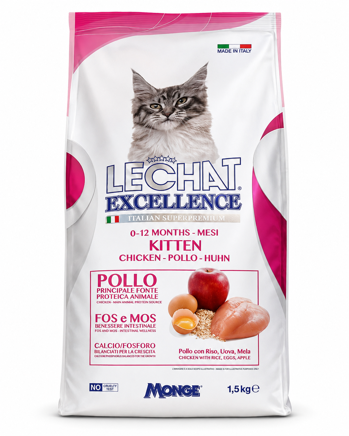 LeChat Excellence Kitten (Poulet, Riz, Œufs & Pomme) – Croquettes Superpremium pour Chaton