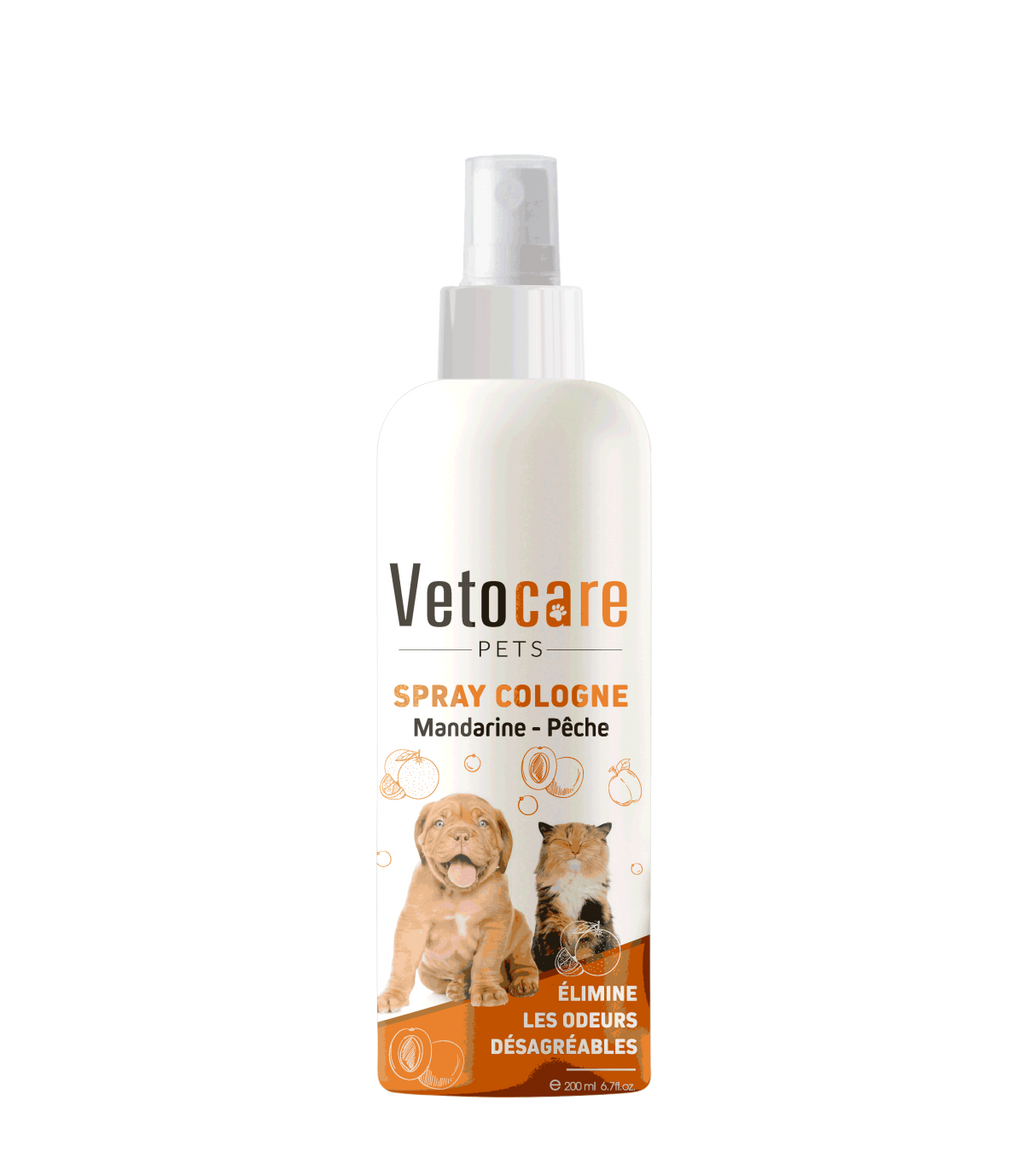 بخاخ كولونيا للحيوانات الأليفة VetoCare Pets برائحة اليوسفي - الخوخ (200 مل)