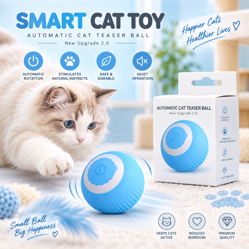 Petgravity Balle Intelligente Interactive – Balle Rotative Automatique Rechargeable pour Chat