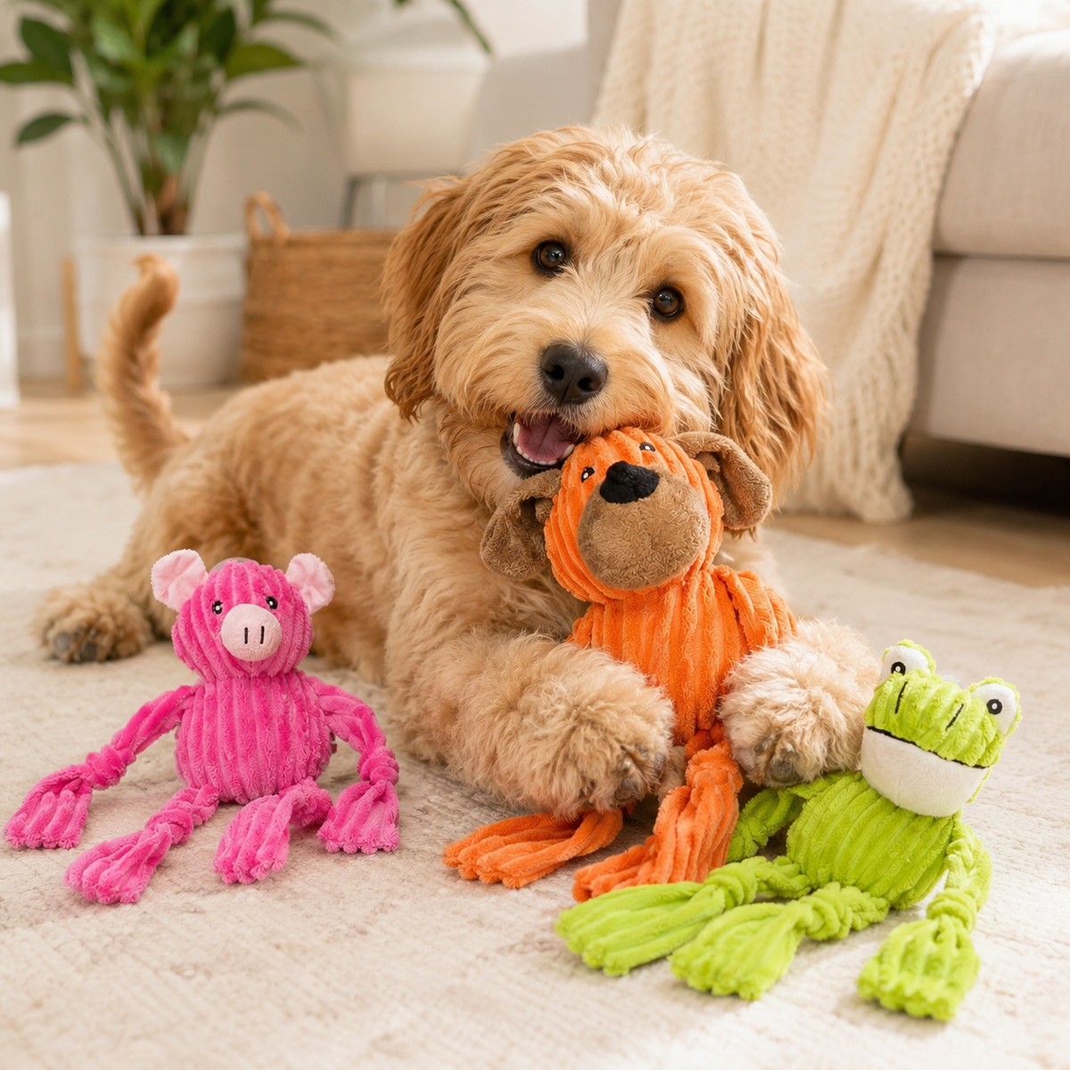 Peluche Sonore pour Chien en Velours Côtelé