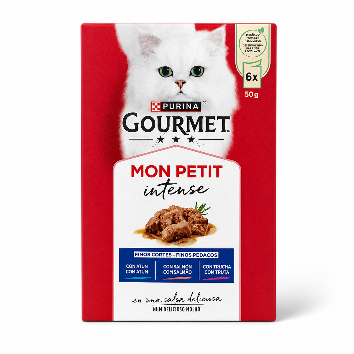 Purina Gourmet Mon Petit Intense - Variété de Poissons en Salsa Délicieuse (6 x 50g)
