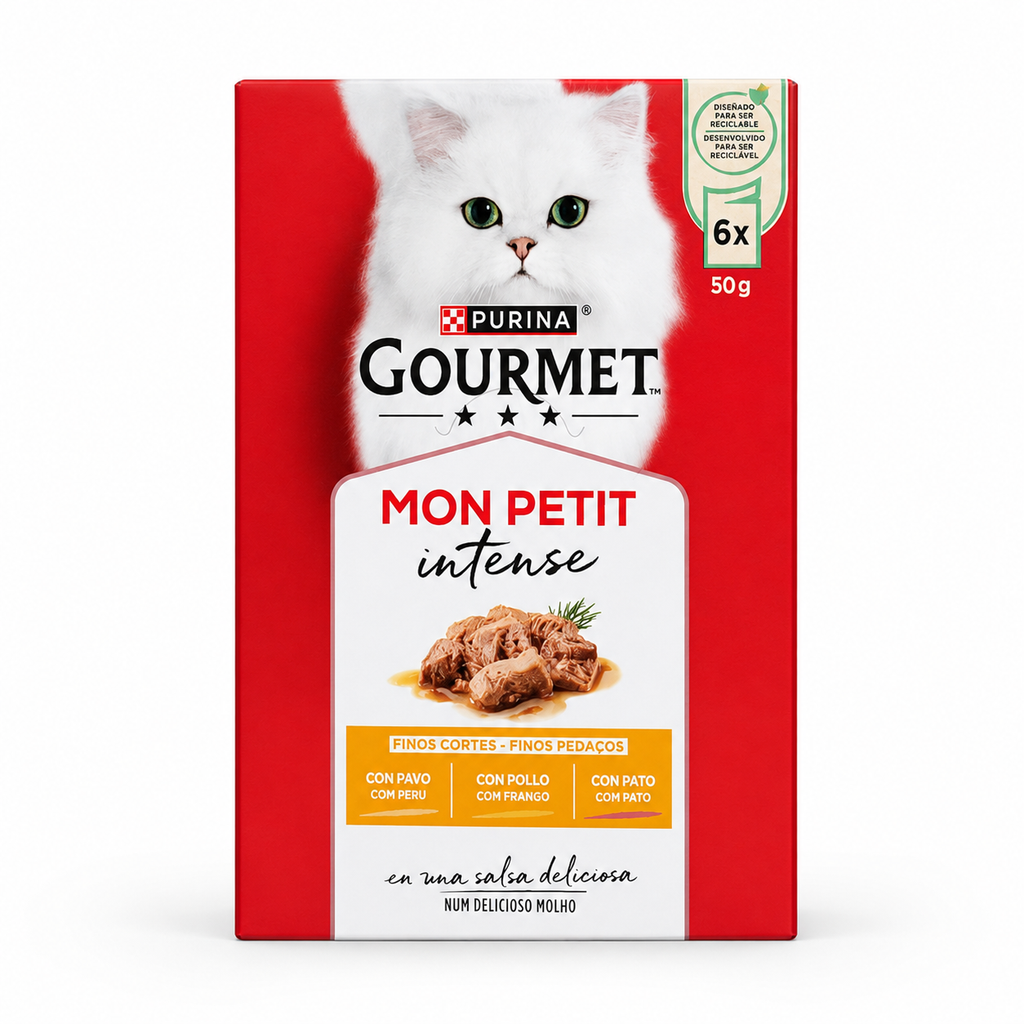 Purina Gourmet Mon Petit Intense - Variété de Volailles en Salsa Délicieuse (6 x 50g)