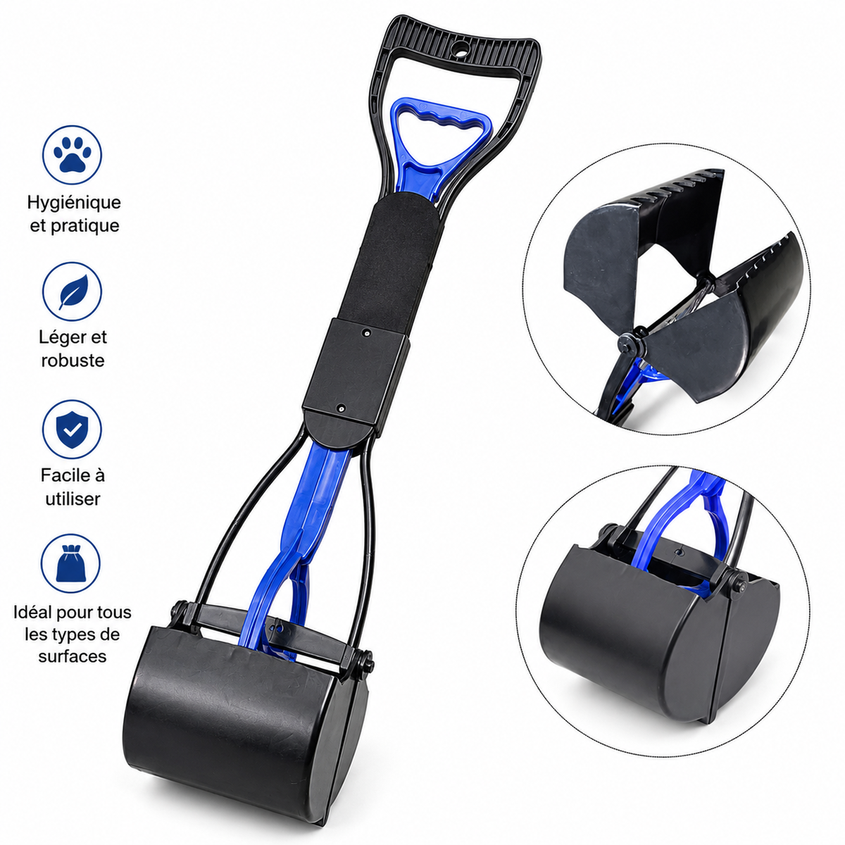 Ramasse-Crottes Ergonomique à Mâchoire pour Chien avec Long Manche