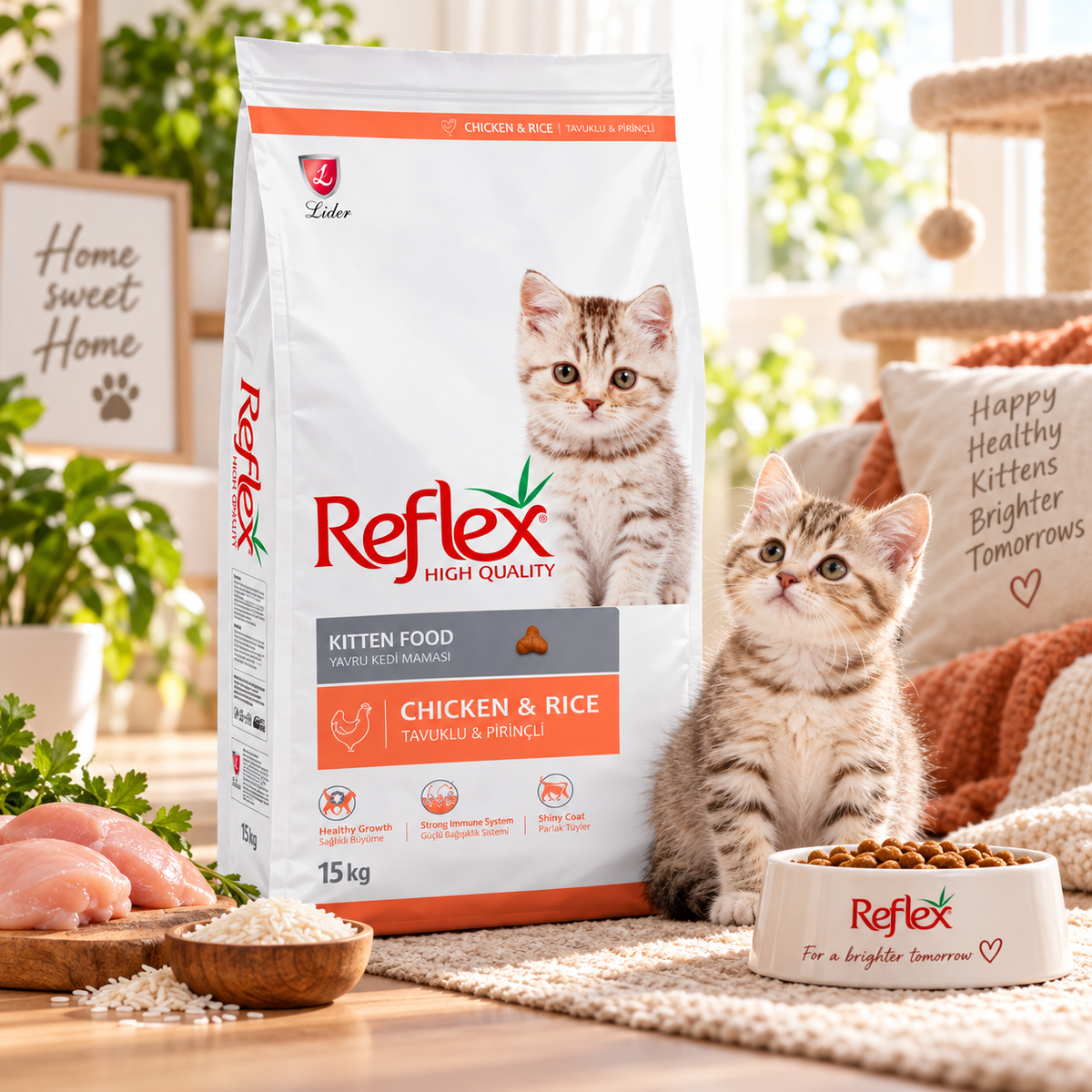 Reflex Kitten (Poulet & Riz) 15 kg – Croquettes pour Chaton