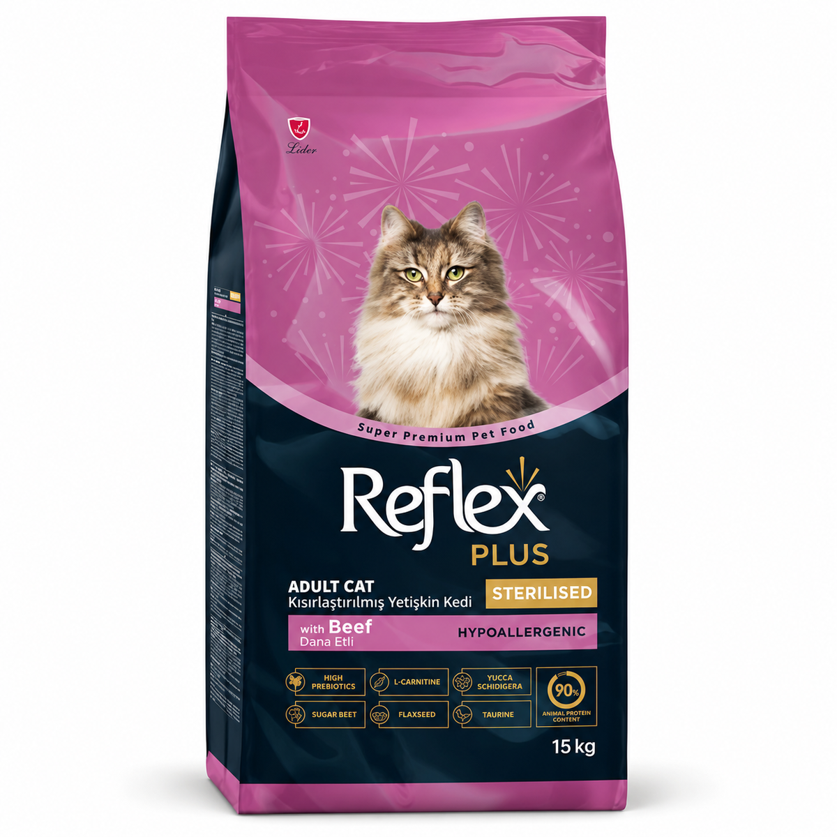 Reflex Plus Adult Cat Sterilised (Bœuf) 15 kg – Croquettes pour Chat Stérilisé