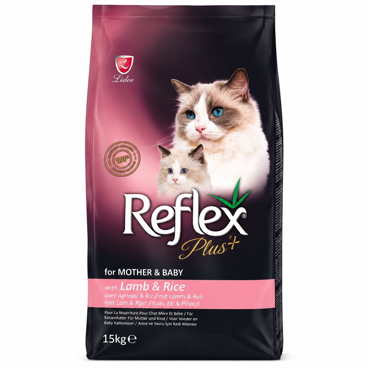 Reflex Plus Cat Mother & Baby (Agneau & Riz) 15 kg – Croquettes pour Chatte & Chaton