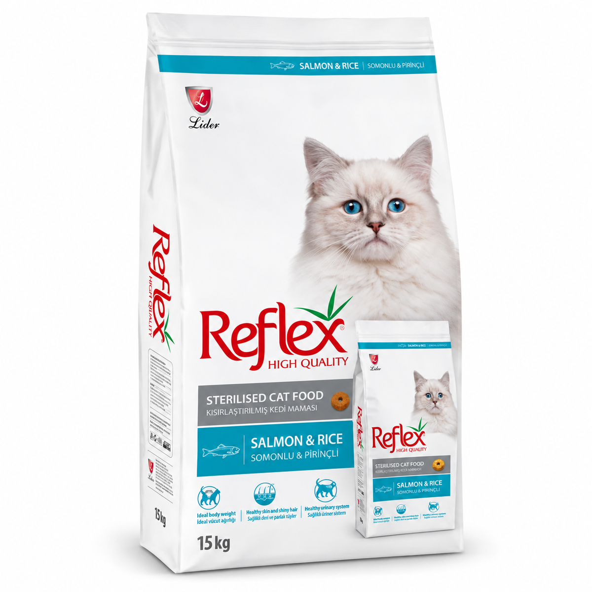 Reflex Sterilised Cat Adult (Saumon & Riz) 15 kg – Croquettes pour Chat Stérilisé