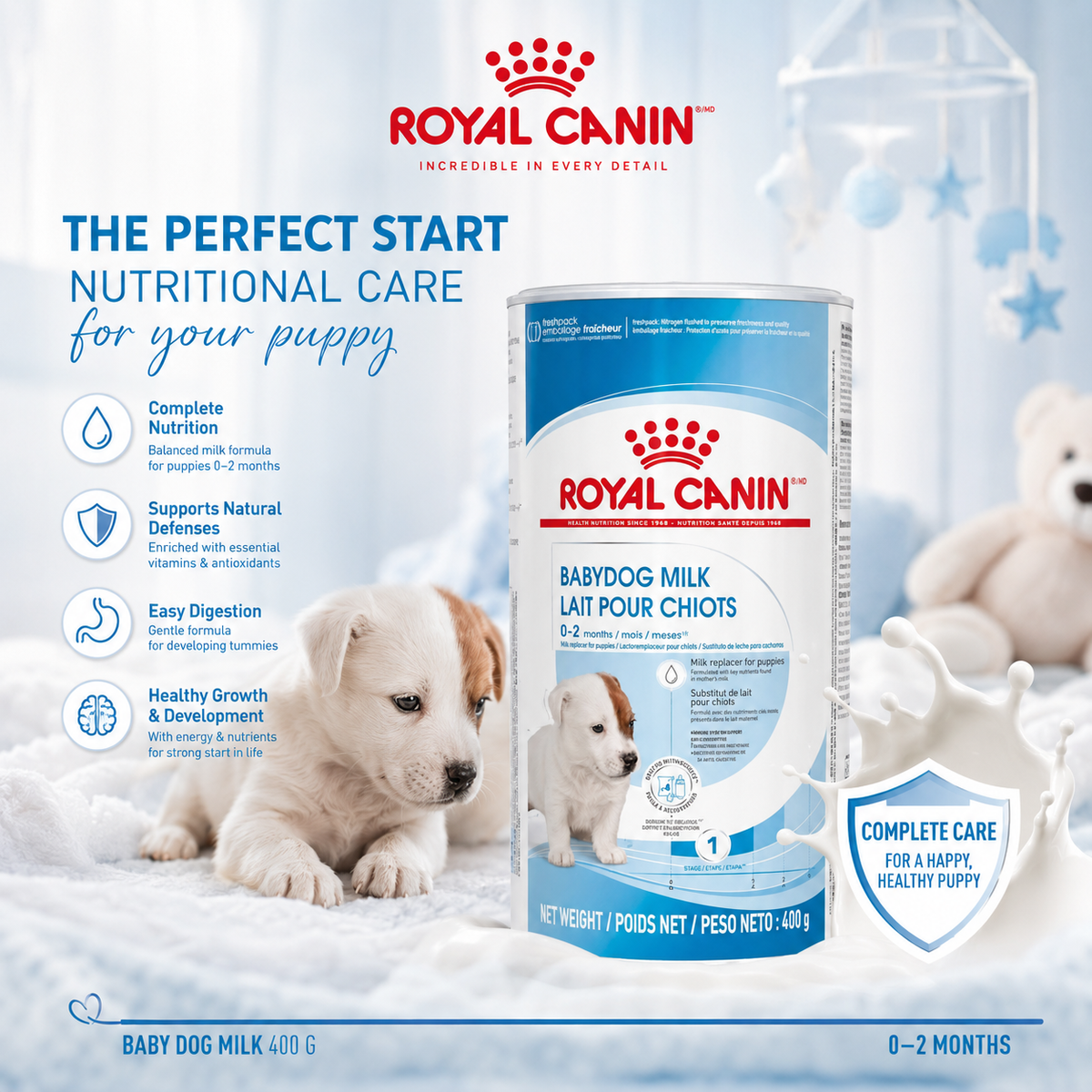 Royal Canin Babydog Milk – Lait de Remplacement pour Chiot (400 g)