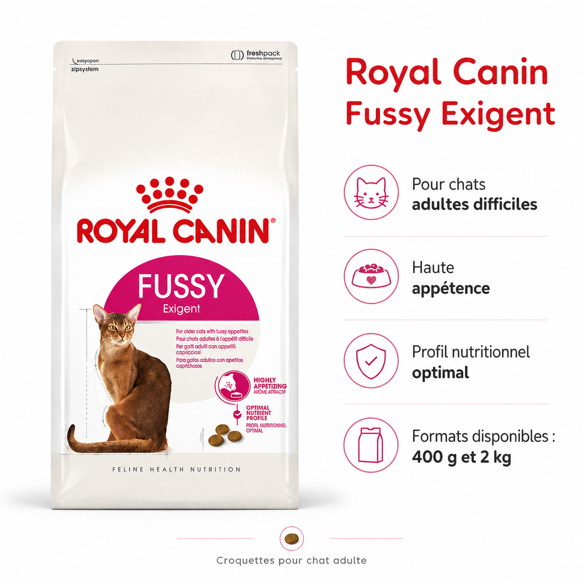 Royal Canin Fussy Exigent – Croquettes pour Chat Difficile (400 g / 2 kg)