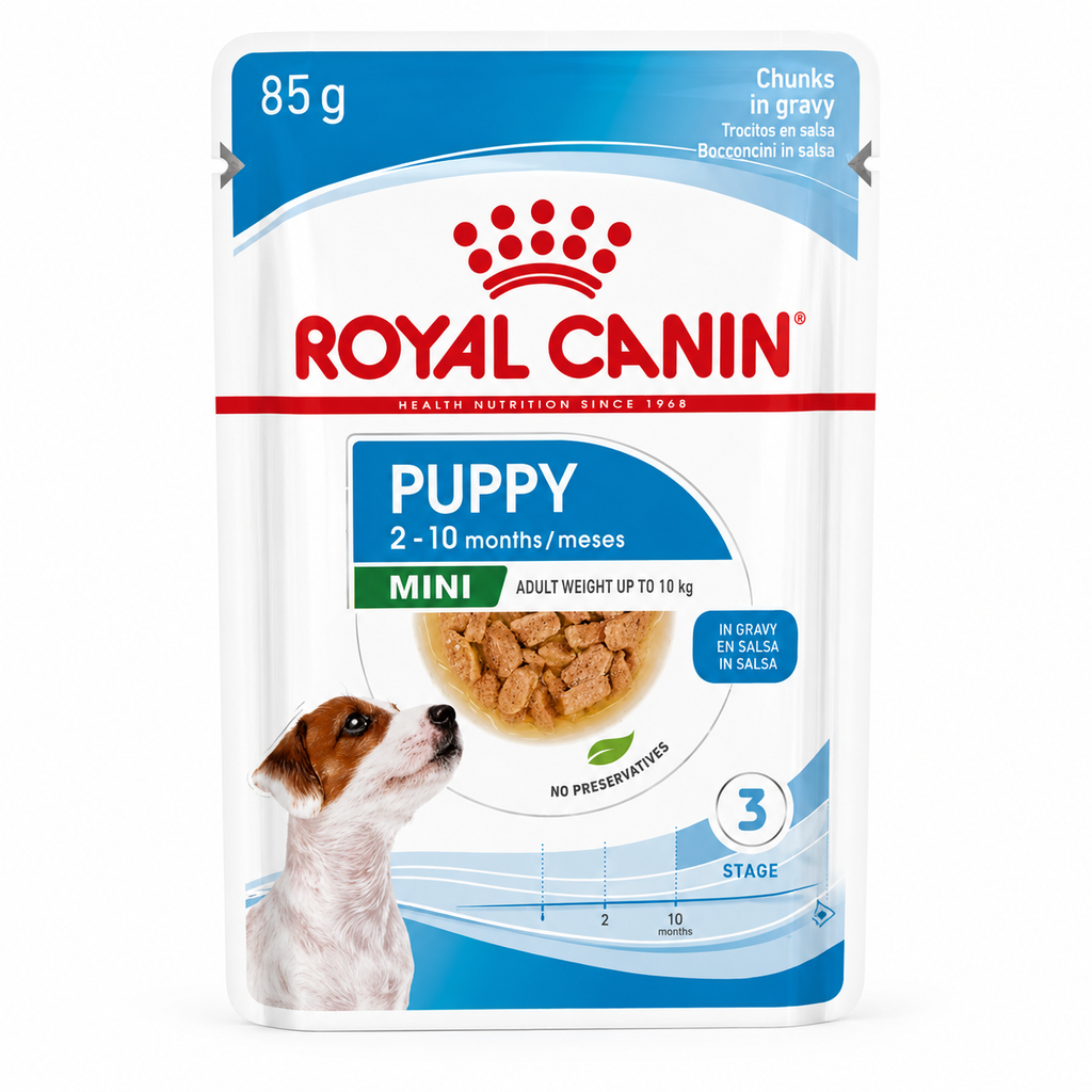 Royal Canin Mini Puppy en Sauce – Pâtée pour Chiot (Sachet 85 g ou Pack de 12)