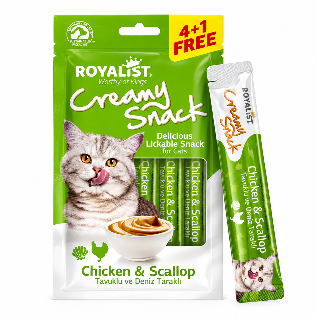 Royalist Creamy Snack pour Chat – Poulet & Noix de St-Jacques (Chicken & Scallop)