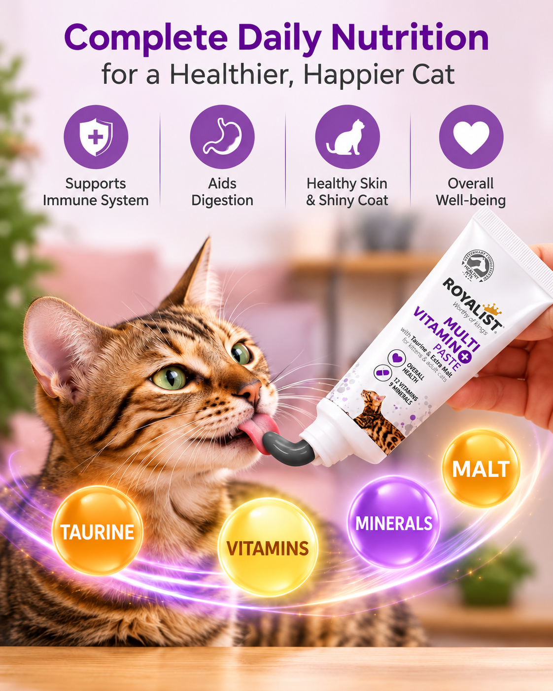 Royalist Multi Vitamin+ Paste – Pâte Multivitaminée avec Taurine & Extrait de Malt pour Chats et Chatons