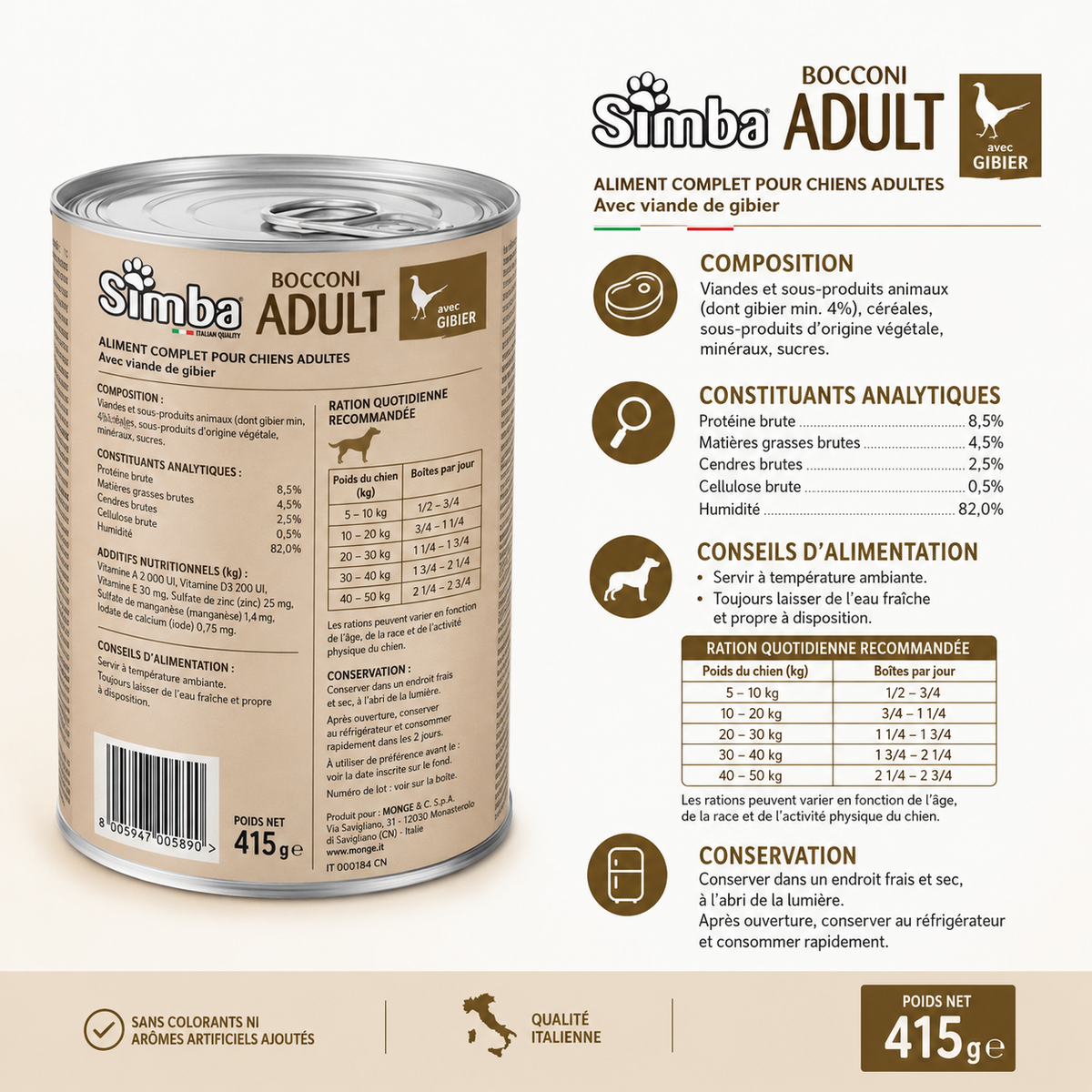 Simba Boulettes au Gibier pour Chien Adulte 415g
